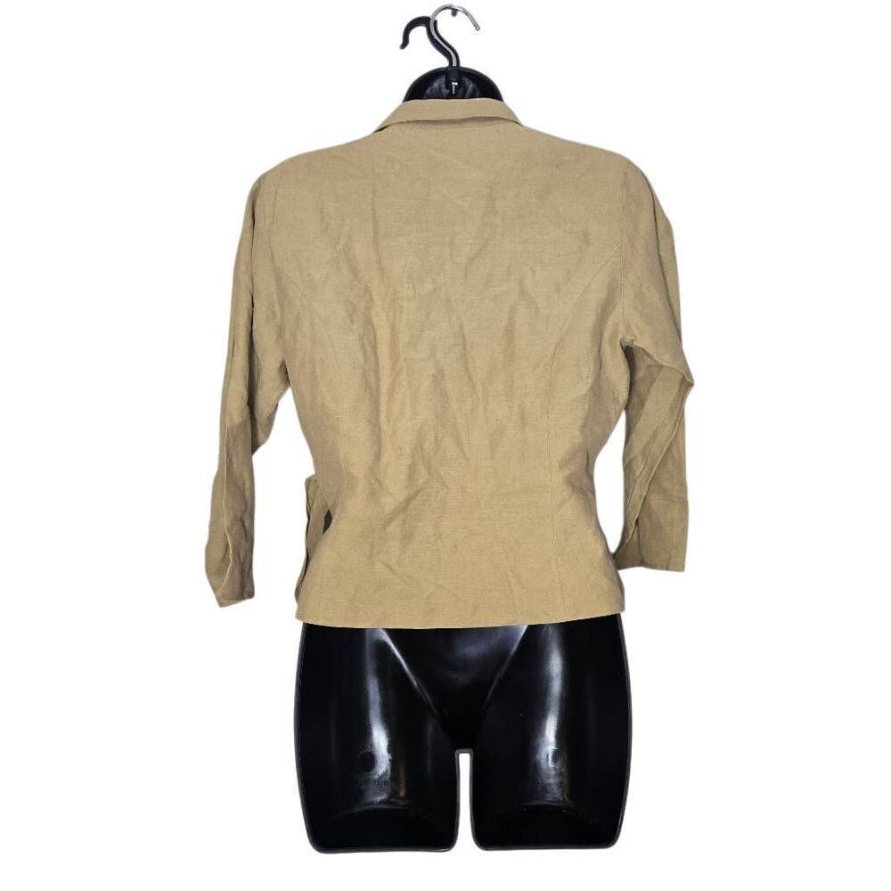 Anne Carson Blouse Size Small Silk Linen Cross Side Tie Collard - Picture 5 of 6